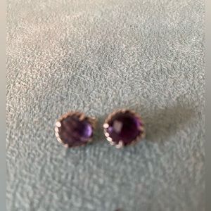 David Yurman Chatelaine Amethyst Sterling Silver Stud Earrings